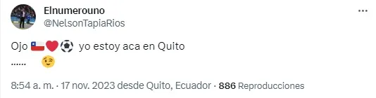El posteo de Nelson Tapia en Twitter. | Foto: Captura.