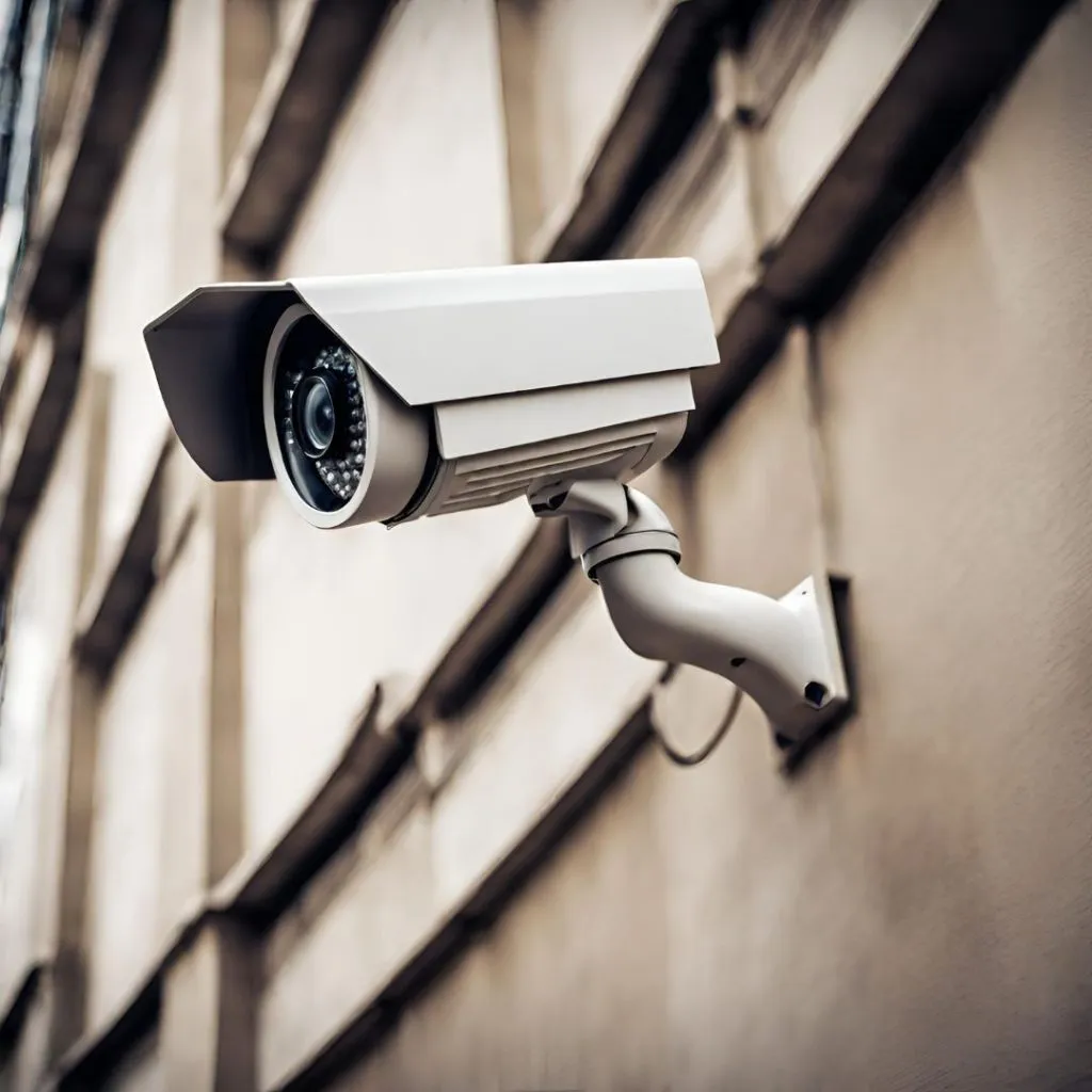 Cámara de seguridad en un edificio residencial