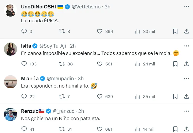 Algunos de los comentarios por la respuesta del presidente Boric