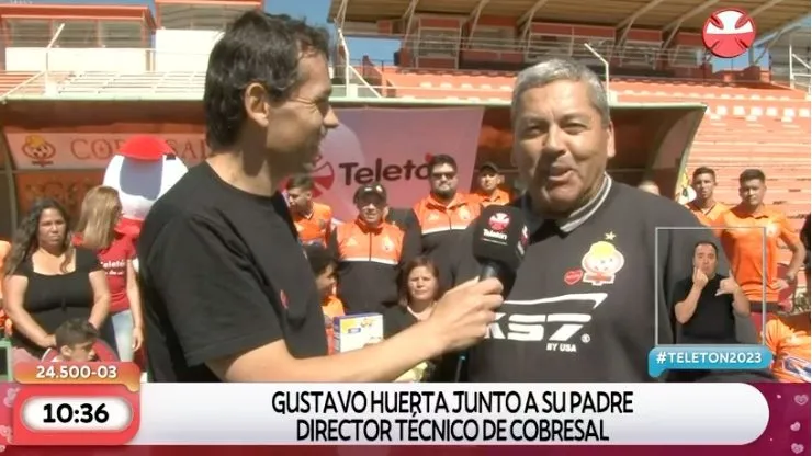 El periodista y el entrenador se juntaron por la Teletón.