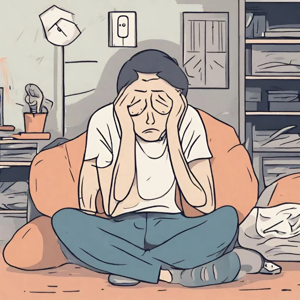 Ilustración de una persona cansada, sin energía, con una actitud negativa, debido al burnout.