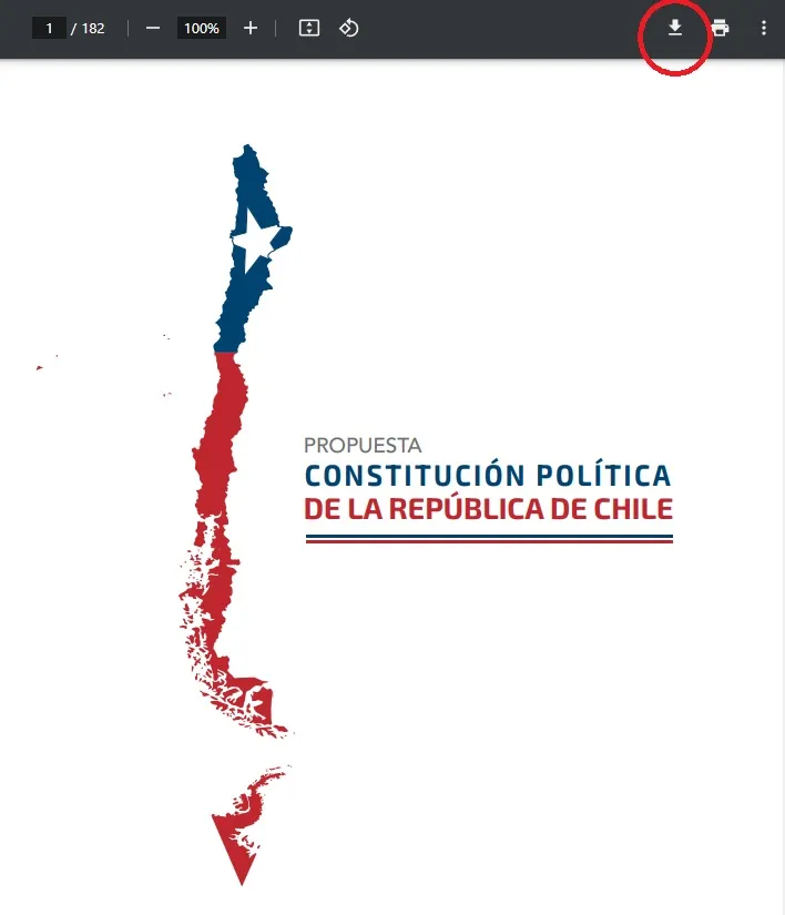 Imagen explicativa sobre cómo descargar la propuesta de nueva Constitución