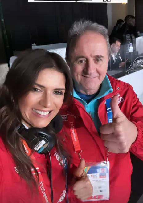 Ivette Vergara y Jorge Hevia, la pareja del vóley en TVN. (Captura).