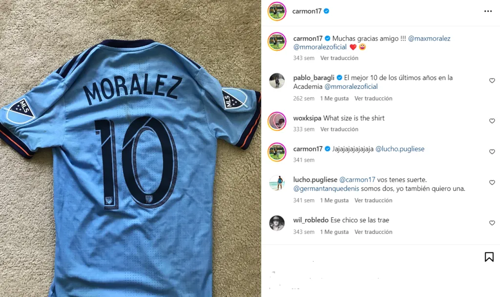Un regalo de Maxi Moralez para Carlos Carmona. (Captura Instagram).