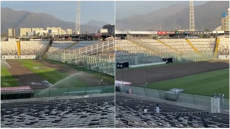 En Colo Colo trabajan contra el tiempo para arreglar la cancha del Monumental.