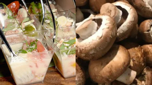 Ceviche de camarón y ceviche de champiñones para Año Nuevo.