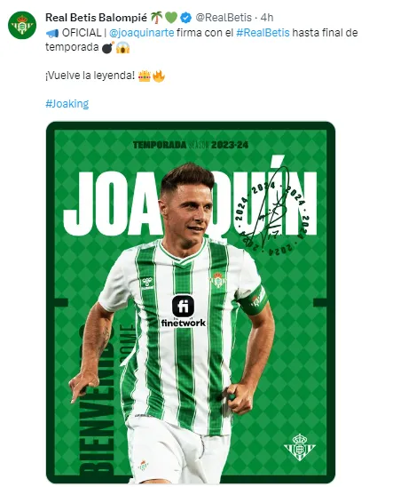 Así oficializó el Real Betis el 