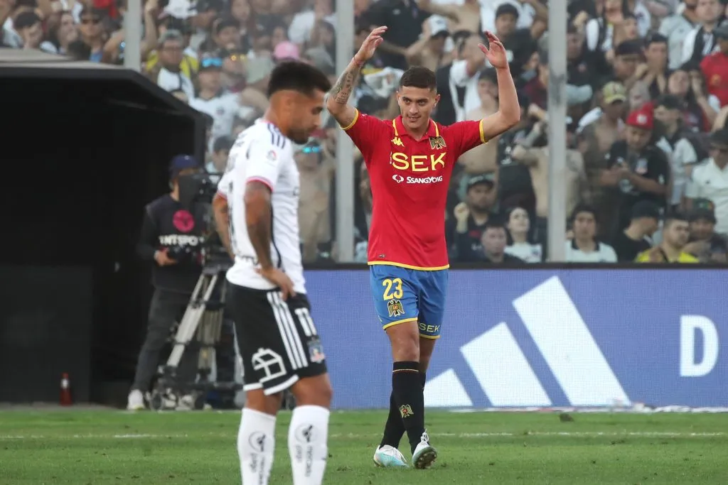 Así festejó Leandro Garate el gol que liquidó a Colo Colo en la lucha por ganar el Campeonato Nacional 2023. (Jonnathan Oyarzun/Photosport).