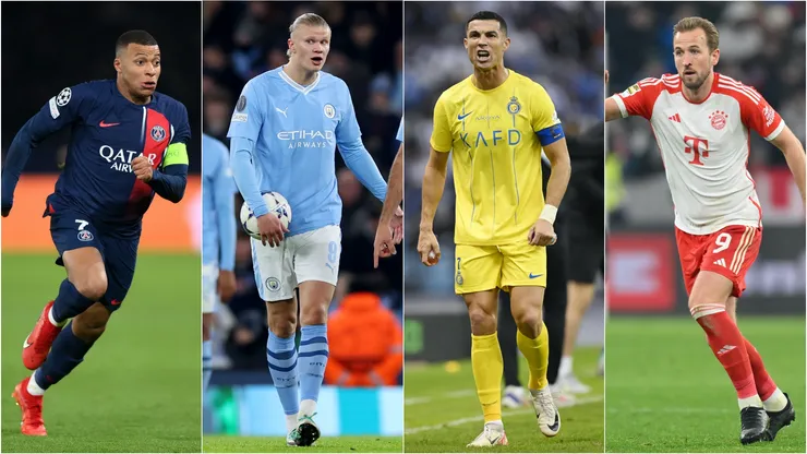 Haaland y Cristiano buscan quedarse con el primer lugar como goleador del año 2023. Mbappé y Kane ya no tendrán más partidos y ruegan para que no los superen.