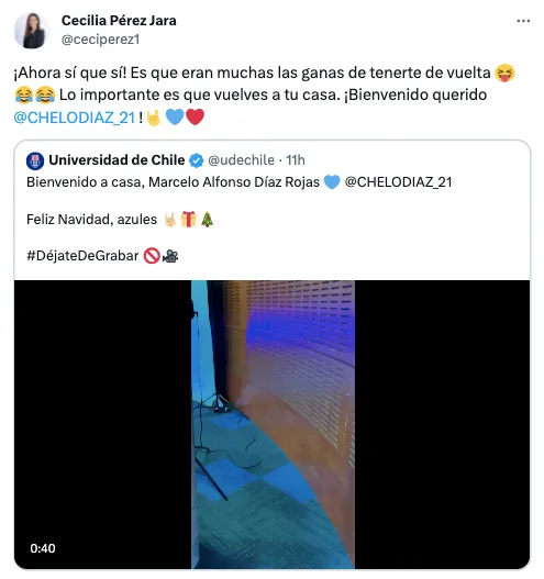 Tras su error, Cecilia Pérez se tomó con humor la sorpresa arruinada del regreso de Marcelo Díaz a la U. Foto: Twitter.