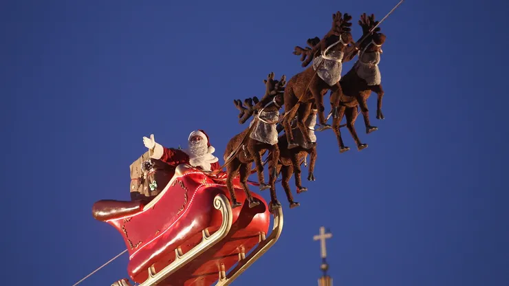 Viejo pascuero en su trineo