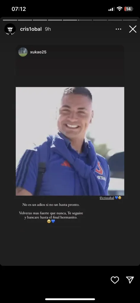 Los mensajes de Campos en Instagram