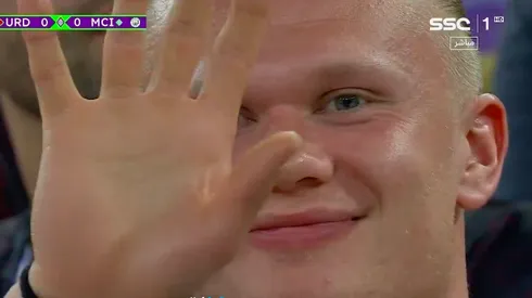Erling Haaland está de público en el partido por las semifinales del Mundial de Clubes pero igual se las arregló para volver locos a los hinchas.