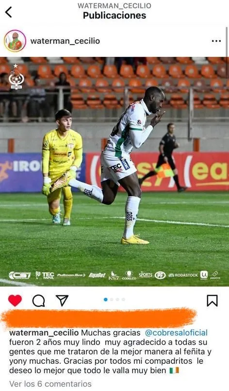 El mensaje de Waterman para despedirse de Cobresal