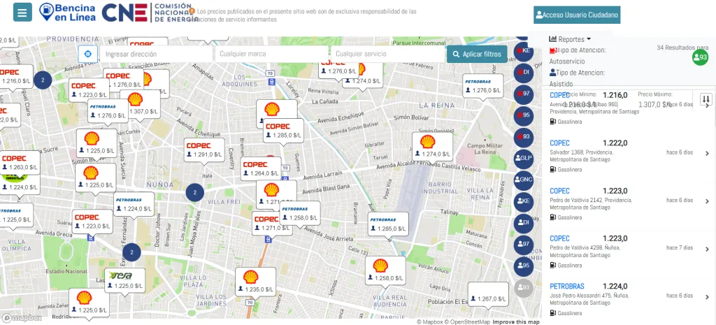 Busca las las gasolineras más económicas de tu sector en Bencinaenlinea.cl.