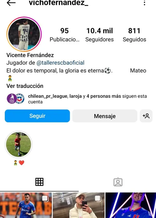 Vicente Fernández sacó a Universidad de Chile de la biografía de su Instagram. | Foto: Captura.