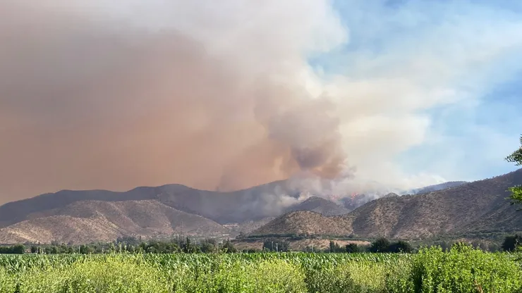 Incendió en El Parrón, afectó afecta a las comunas de María Pinto, Melipilla y Curacaví.