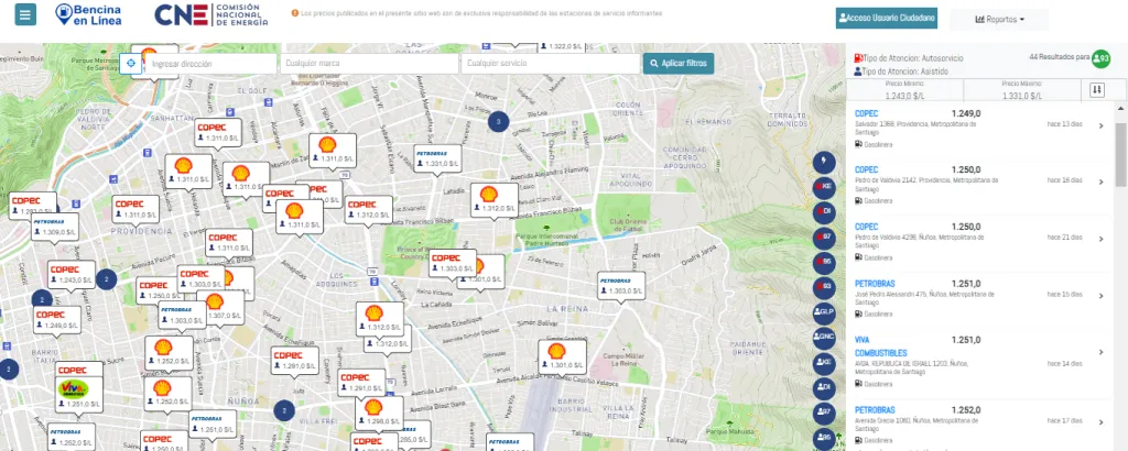 Busca las las&nbsp;gasolineras más económicas de tu sector en Bencinaenlinea.cl.