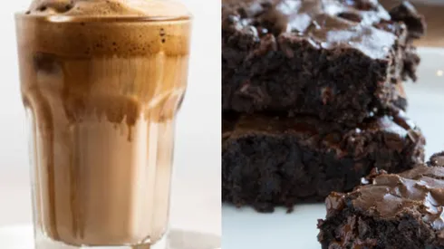 Receta de café helado y brownie de chocolate paso a paso.