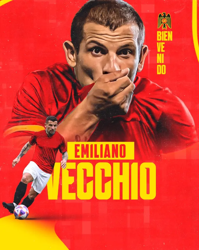 La gráfica de Unión Española para oficializar el arribo de Emiliano Vecchio. (Foto: Unión Española).