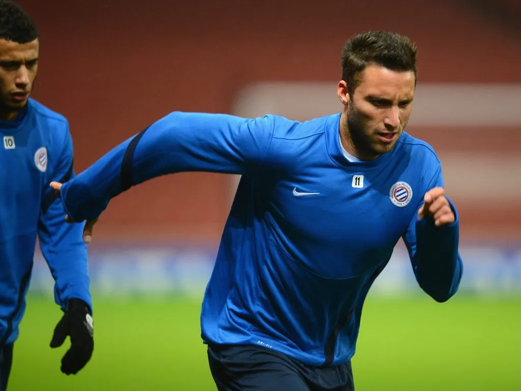 Emanuel Herrera en un calentamiento del Montpellier de Francia. (Mike Hewitt/Getty Images)
