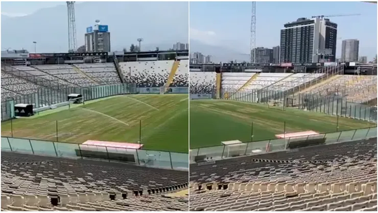 La cancha del Estadio Monumental de cara a la presentación de Arturo Vidal.
