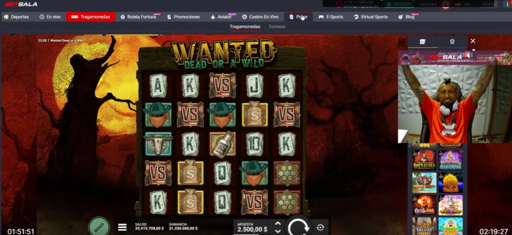 El momento en el que Vidal gana el slot (Betsala)