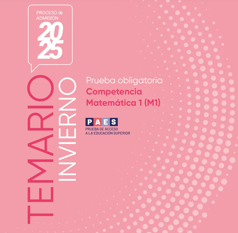 Ejemplo del temario de la PAES de Invierno 2024.