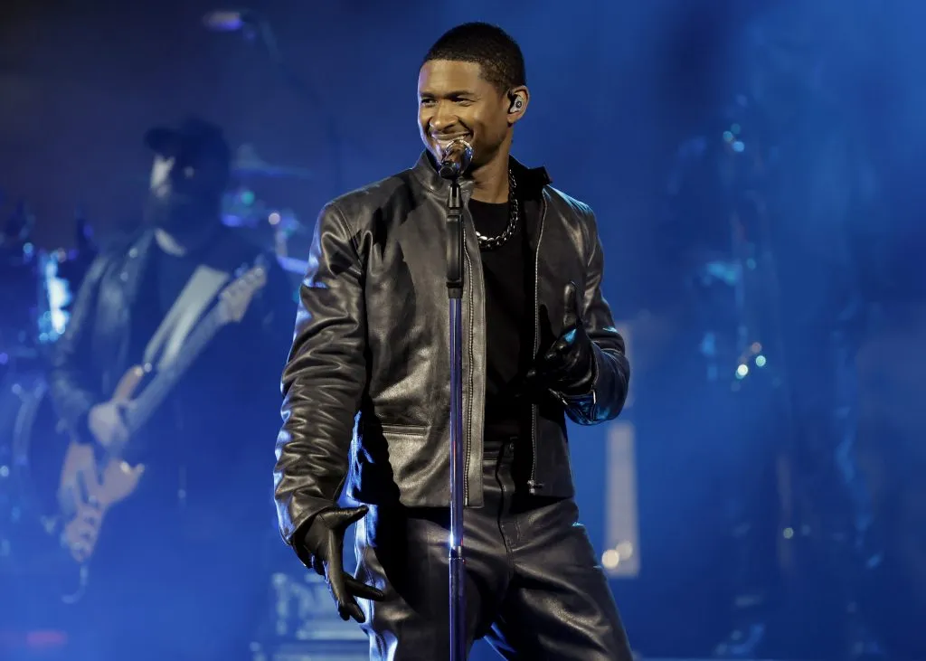 INGLEWOOD, CALIFORNIA: (FOR EDITORIAL USE ONLY) In this image released on August 2, Usher performs onstage during a taping of iHeartRadio’s Living Black 2023 Block Party in Inglewood, California. (Photo by Kevin Winter/Getty Images for iHeartRadio )