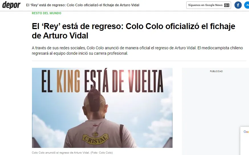 En Perú también siguieron atentos el regreso del King al Cacique. | Foto: Captura.