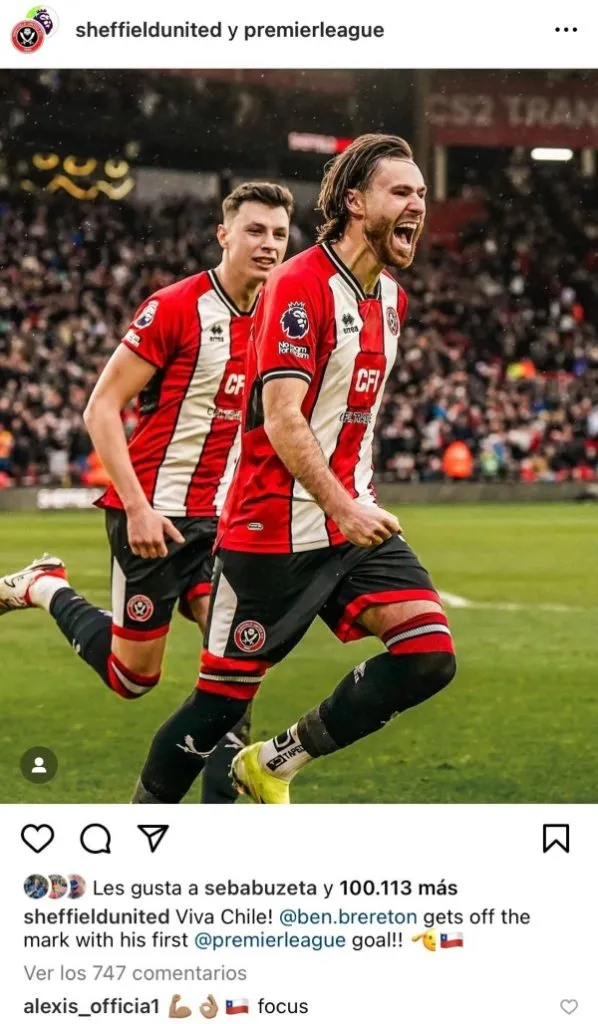 La publicación que comentó Alexis Sánchez.