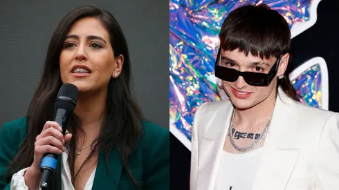 Alcaldesa Macarena Ripamonti a la izquierda y Peso Pluma a la derecha.