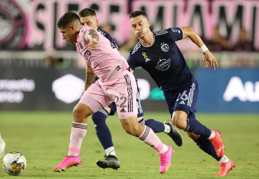 Nicolás Stefanelli en acción por el Inter Miami, donde ha marcado cuatro goles en 30 partidos. (Cliff Hawkins/Getty Images)