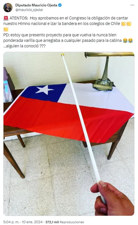 Captura de pantalla de una publicación de diputado Mauricio Ojeda en su cuenta de X