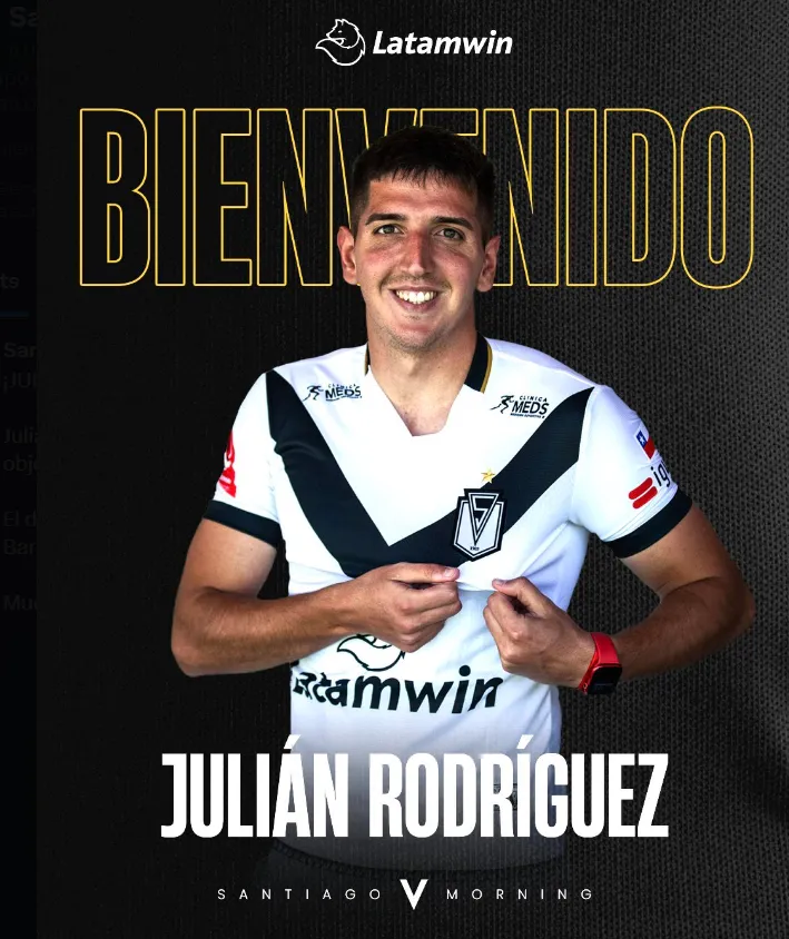 La gráfica para darle la bienvenida oficial a Julián Rodríguez. (Foto: Santiago Morning).