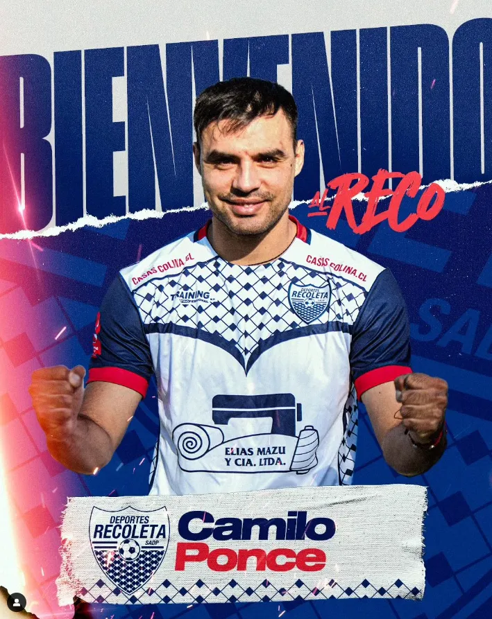 La gráfica de anuncio del arribo de Camilo Ponce. (Deportes Recoleta).