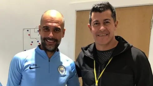 Almirón junto a Guardiola en una visita que realizó el 2018 en Inglaterra