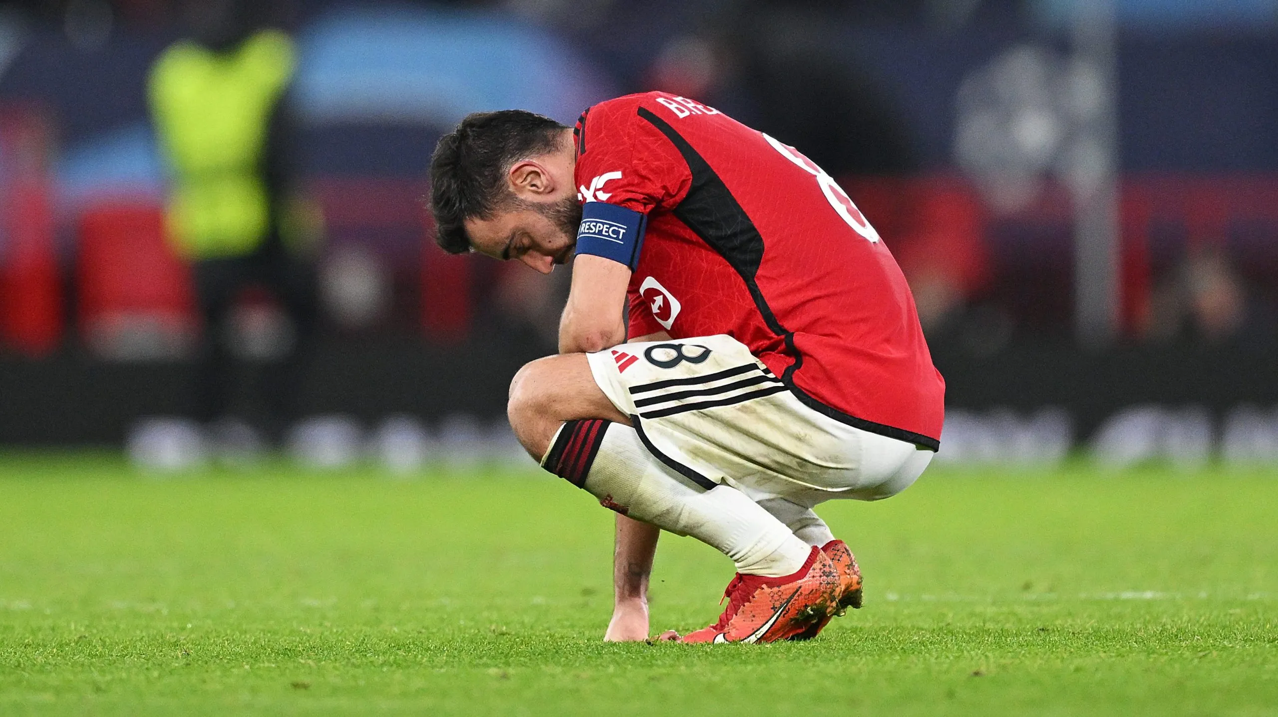 Bruno Fernandes del Manchester United tras la derota frente al Bayern Múnich. 12/12/2023.