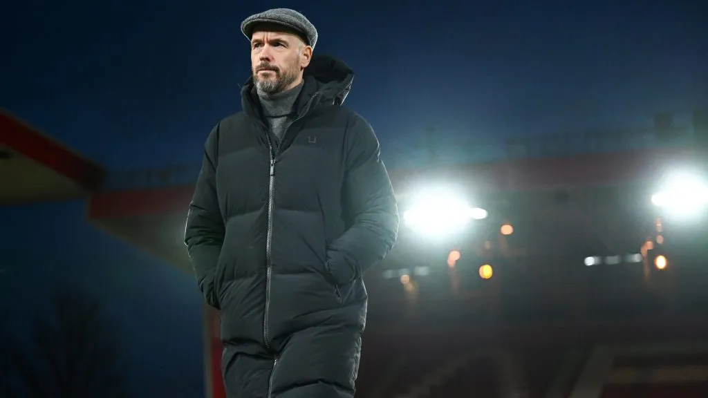 Erik Ten Hag dirigiendo al Manchester United frente al Nottingham. 2023.