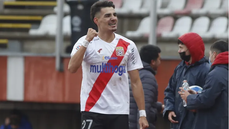 Diego Coelho celebra el gol de la victoria frente a Cobresal. 9/7/22.