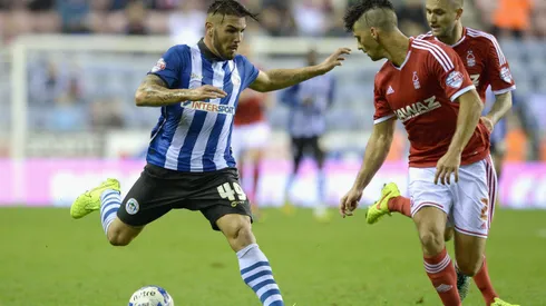 Andy Delort cuando jugaba en el Wigan, en Inglaterra.
