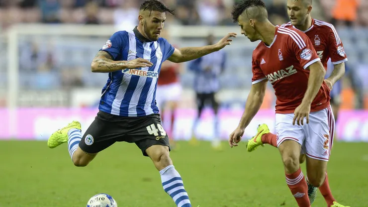 Andy Delort cuando jugaba en el Wigan, en Inglaterra.
