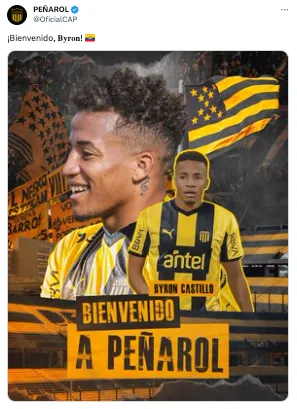 Byron Castillo fue prensetado como refuerzo de Peñarol. Foto: Comunicaciones Peñarol.