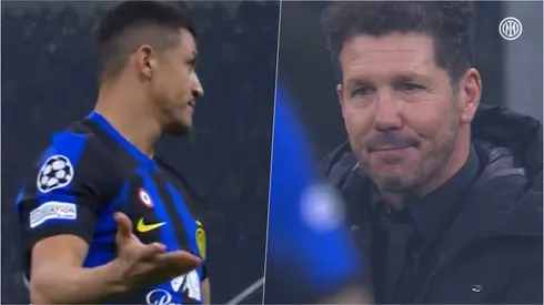 Alexis Sánchez recuperó un balón y le hizo un gesto a Diego Simeoneo. Ambos compartieron camarín en River Plate.