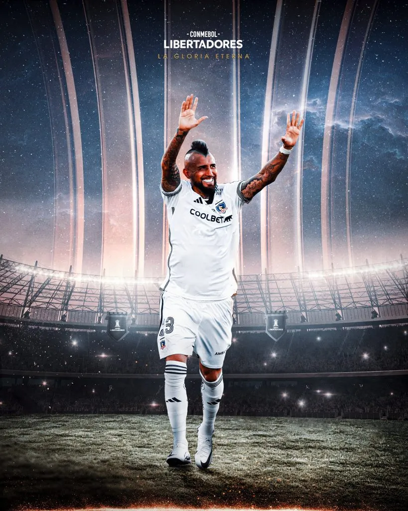 La gráfica que le dedicó la Copa Libertadores a Arturo Vidal en su regreso con Colo Colo. Foto: Comunicaciones Conmebol.