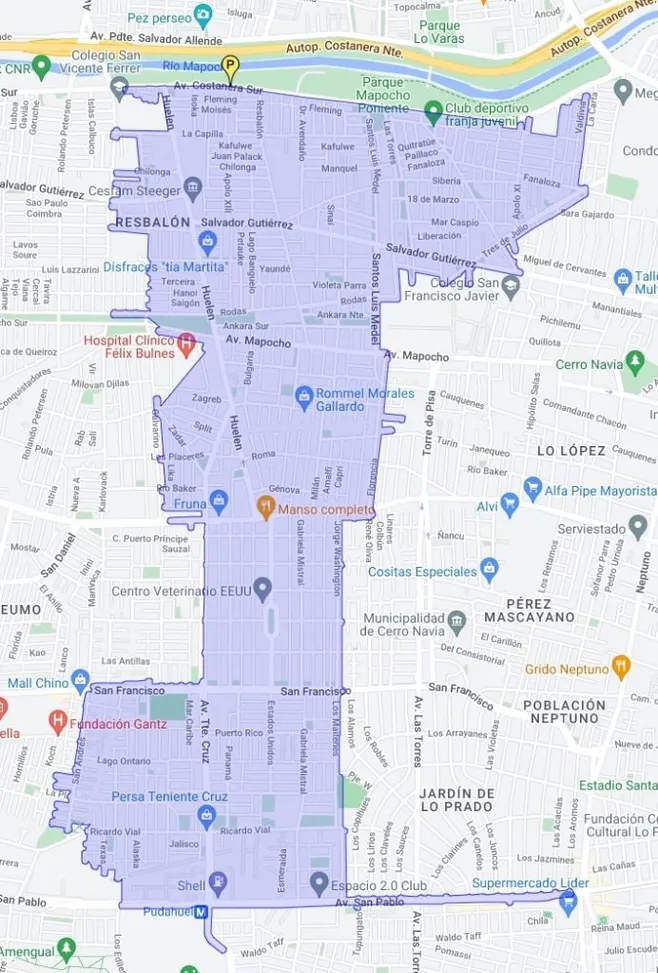 Mapa del corte de agua