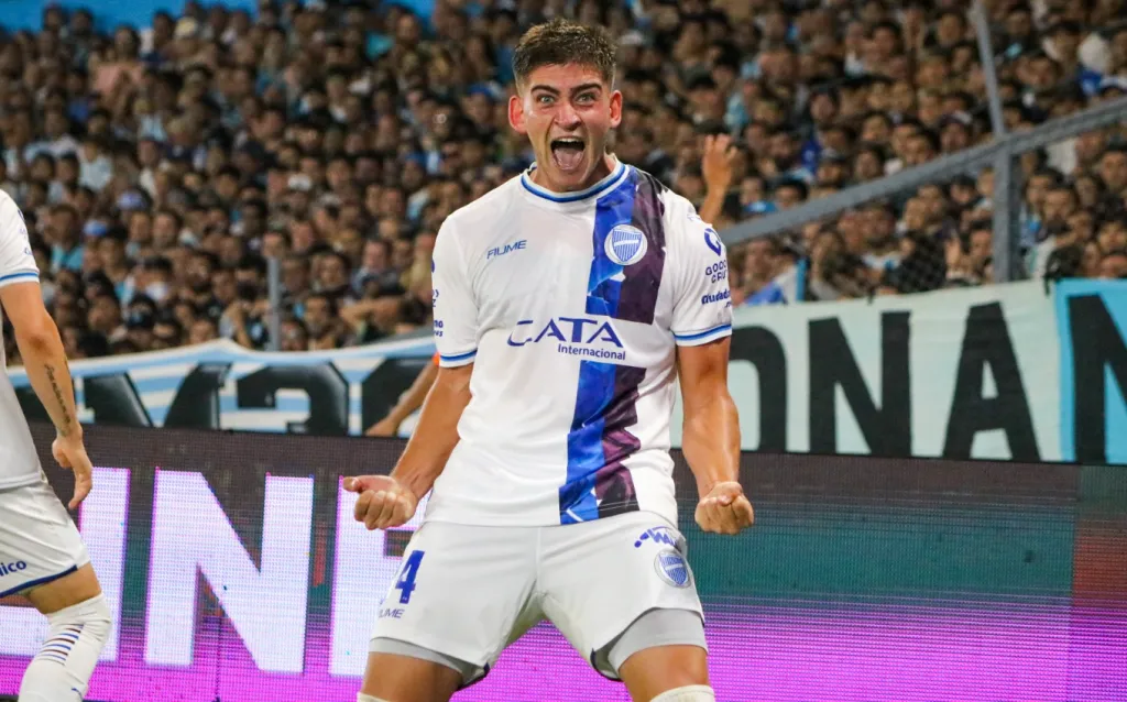 Así gritó Tomás Badaloni uno de los goles que le anotó a Racing Club. (Foto: Godoy Cruz).