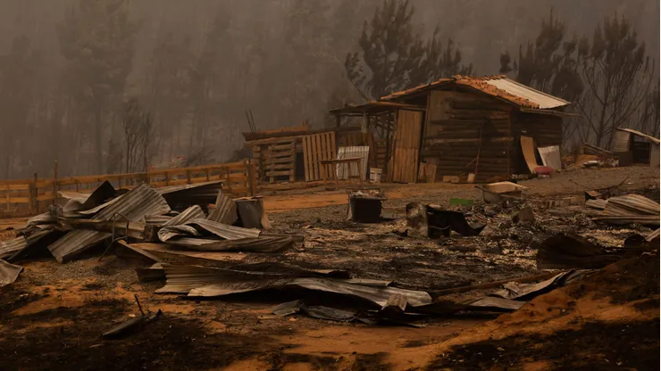 Estragos que dejaron incendios forestales en diversos sectores de Santa Juana, Región del Biobío, Chile.