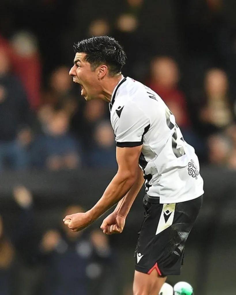 Así gritó Tomás Alarcón su primer y hasta ahora único gol en el Cartagena de España. (Foto: Captura Instagram).