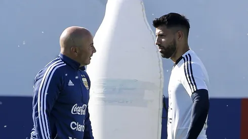 Sampaoli con Agüero en el Mundial de Rusia 2018